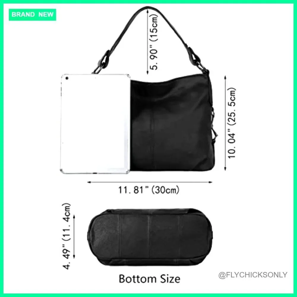 Large Genuine Leather Hobo Crossbody Bag with Top Handle Travel Purse